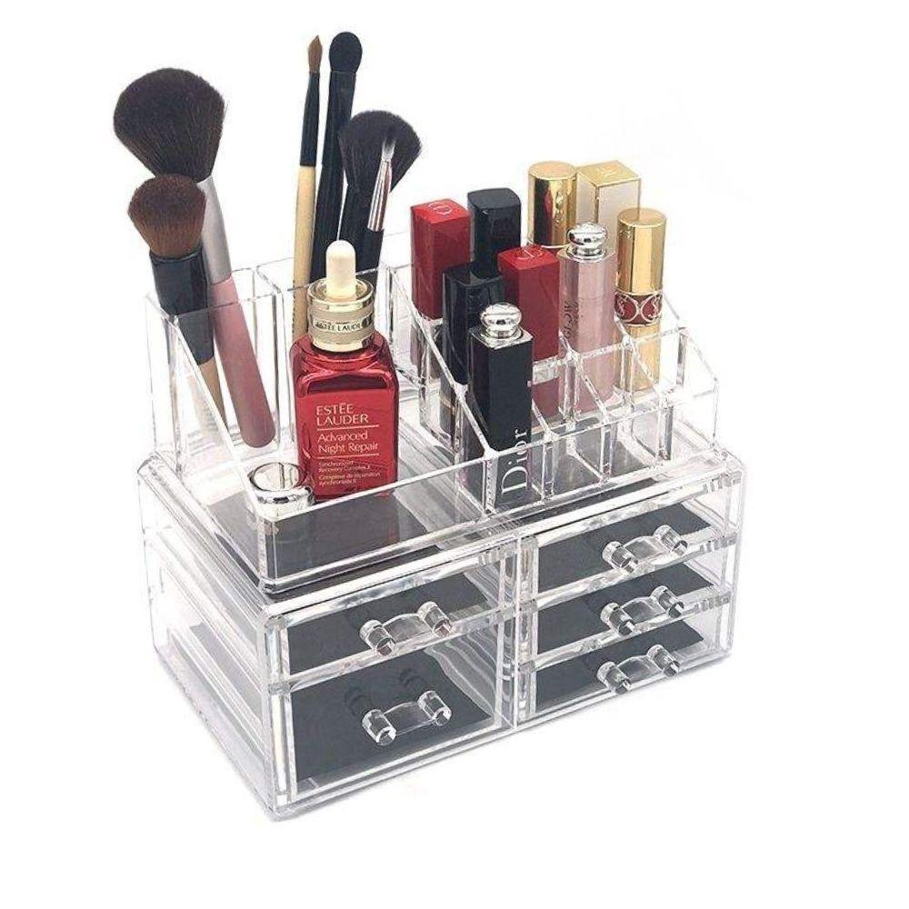 Organizador De Maquiagem Acrilico 5 Gavetas 16 Divisorias Porta Batom Cosmeticos Pinceis Caixa Para Esmalte E Joias Esta - 2