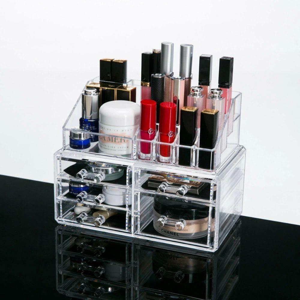 Organizador De Maquiagem Acrilico 5 Gavetas 16 Divisorias Porta Batom Cosmeticos Pinceis Caixa Para Esmalte E Joias Esta - 5