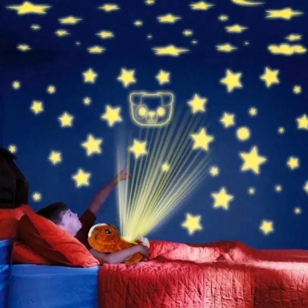 Urso Luminaria De Pelucia Musical Projetor Estrelas Ceu Teto Abajur Infantil Bebe Brinquedo Marrom - 2