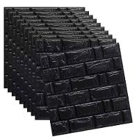 Papel De Parede Tijolinho Painel 3d Tijolo Preto Placa Auto Adesivo 77x70cm Revestimento Espuma Autocolante - 2