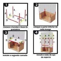 Guarda Roupa Dobravel Portatil Com Cabideiro Prateleira Multiuso Organizador Infantil Adulto Praia Brinquedos Preto - 5