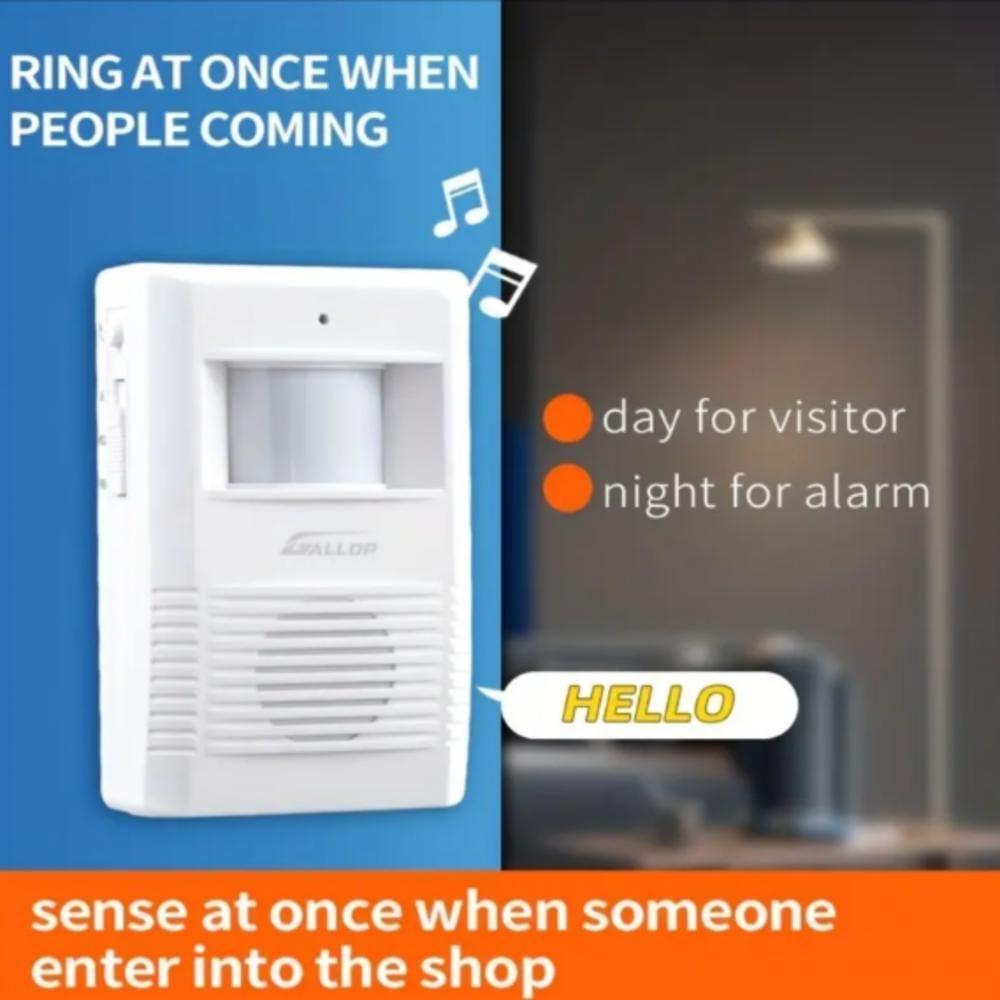 Sensor Presenca Longo Alcance Campainha Sem Fio Alarme Movimento Musical Anunciador Sonoro Detector Pessoas - 2