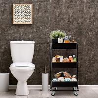 Carrinho Multiuso Organizadora 3 Prateleiras Em Aço Preta Quarto Sala Brinquedos Salao Manicure Varanda - 2