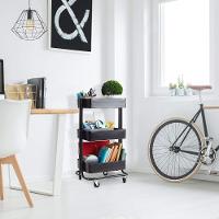 Carrinho Multiuso Organizadora 3 Prateleiras Em Aço Preta Quarto Sala Brinquedos Salao Manicure Varanda