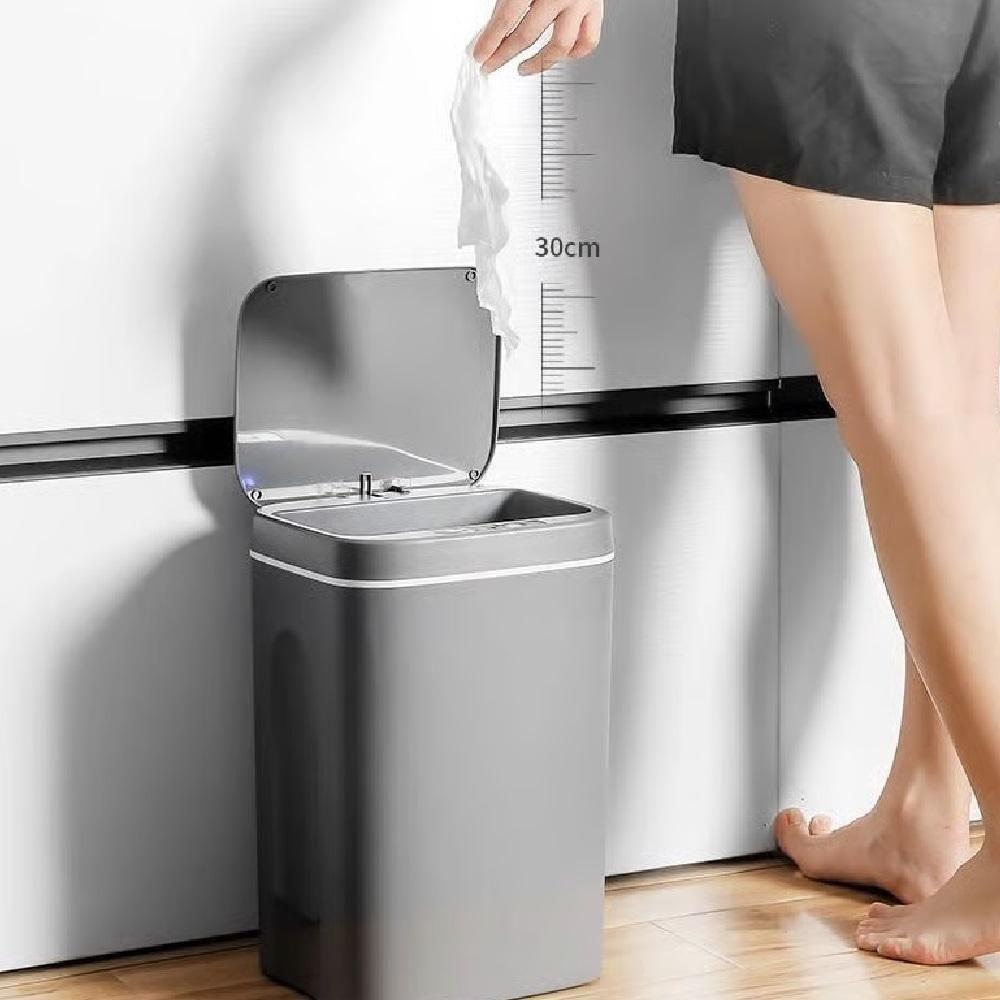 Lixeira Automatica Cesto De Lixo Inteligente 12l Tampa Sensor De Movimento Design Moderno Cinza - 2