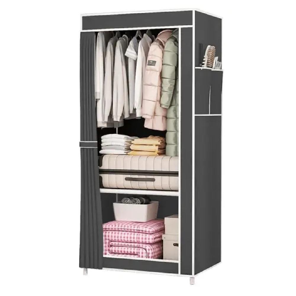 Armario Guarda Roupa Portatil Sapateira Prateleiras Organizador Brinquedos Quarto Toalha Roupa De Cama Cinza - 1