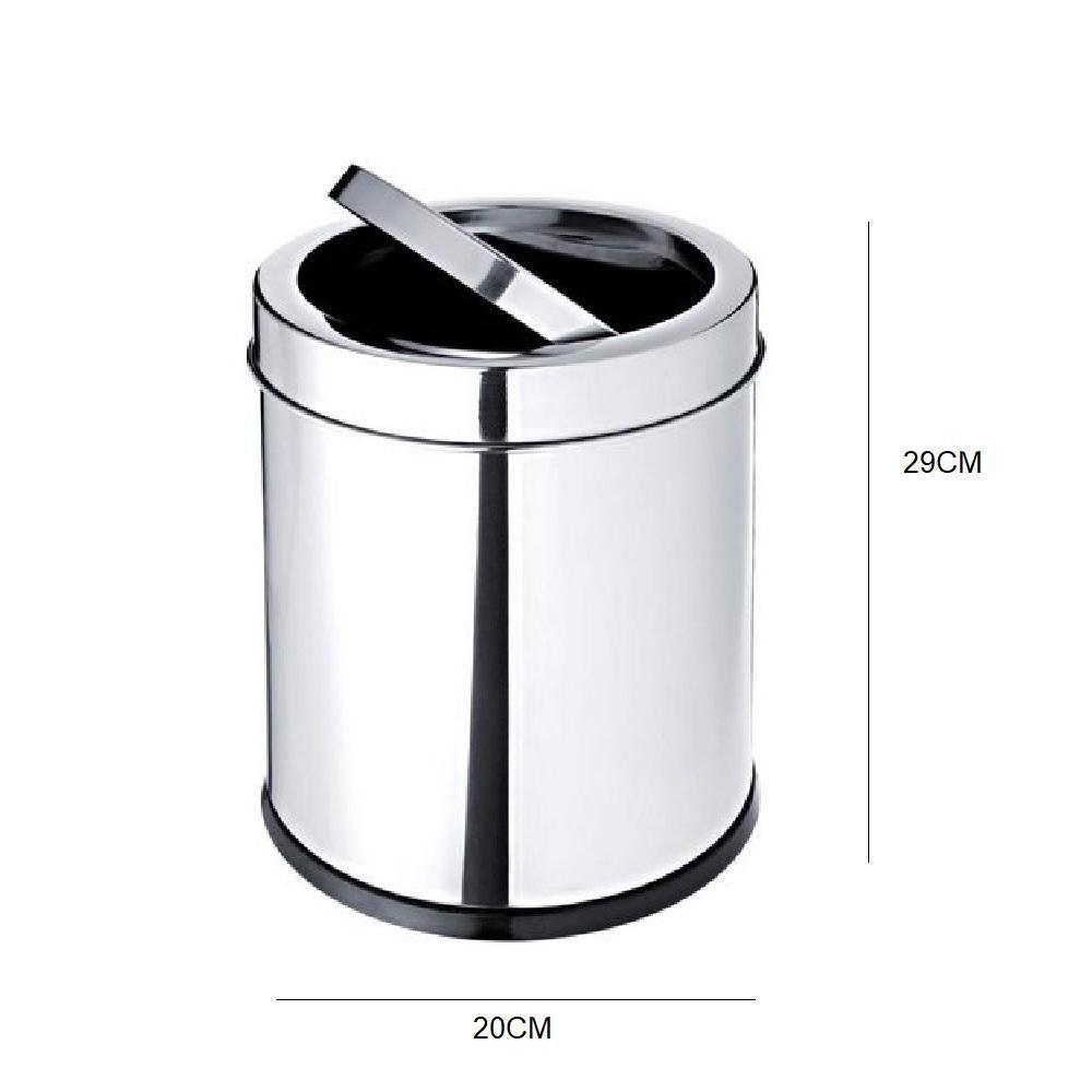 Lixeira Em Inox Basculante 5 Litros Cesto De Lixo Anti Odor Tampa Giratoria Vai E Vem Luxo Banheiro Cozinha Escritorio - 6