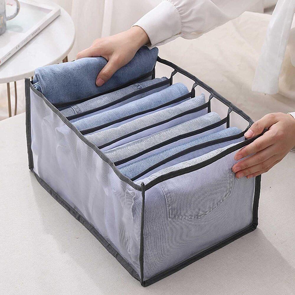 Organizador De Gaveta Guarda Roupa Closet Porta Camiseta Jeans Dobravel 7 Divisorias Grande - 8