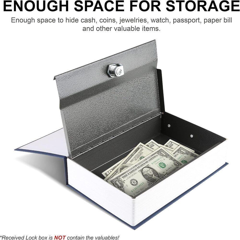 Cofre Camuflado Com Chave Livro Secreto Falso Porta Joias Dinheiro Documentos Em Metal Estante - 2