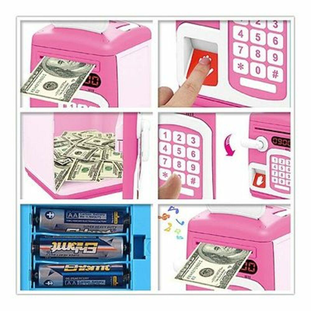 Cofre Digital Senha Biometria Eletronico Automatico Cofrinho Infantil Impressao Digital Teclado Moedas Nota Completo - 2