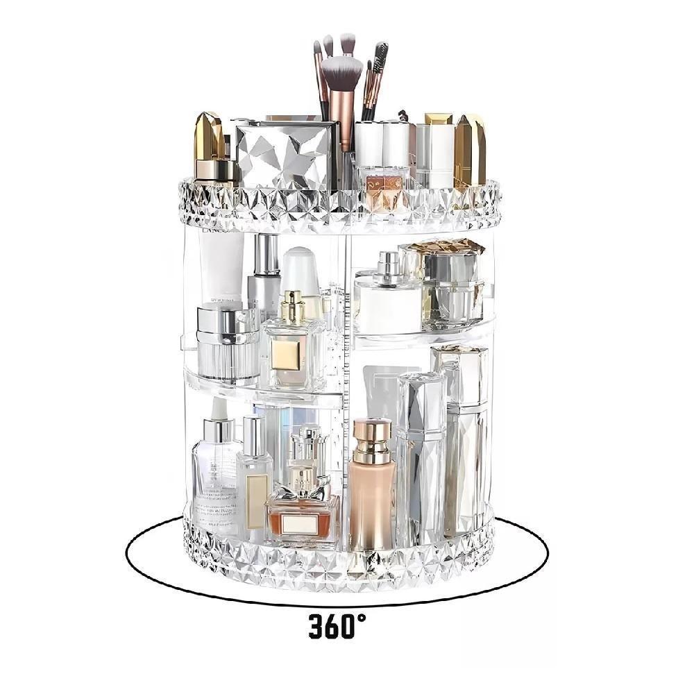 Organizador De Cosmeticos Giratorio Suporte Perfumes Maquiagem Redondo Ajustavel Armazenagem 3 Andares Acrilico Com Rota - 8