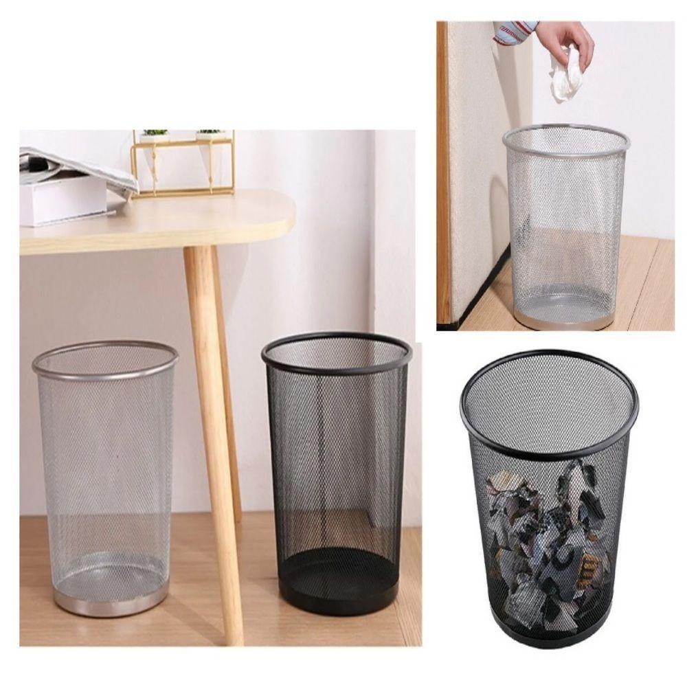 Lixeira Escritorio Cesto Metal Aramado Grande 12 Litros Telado Casa Quarto Multiuso Cor:preto;tamanho:u - 2