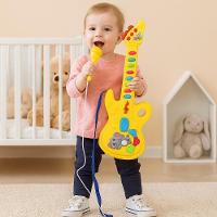 Guitarra Infantil Eletrica Com Microfone Karaoke Som E Luz Musical Bebe Criança - 2
