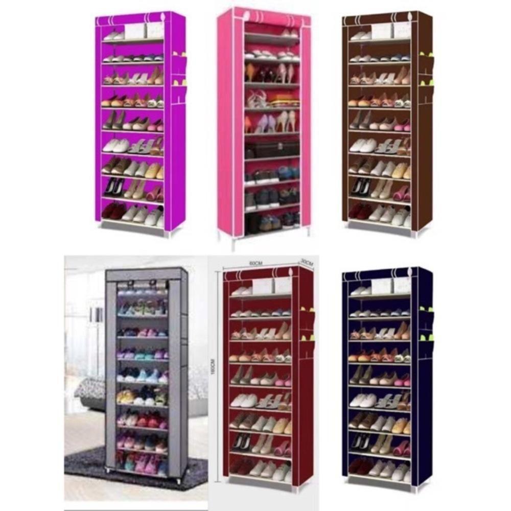 Sapateira Armario Organizador 9 Prateleiras Grande 160cm Estante Guarda Roupa Armario Portatil Com Ziper - 3