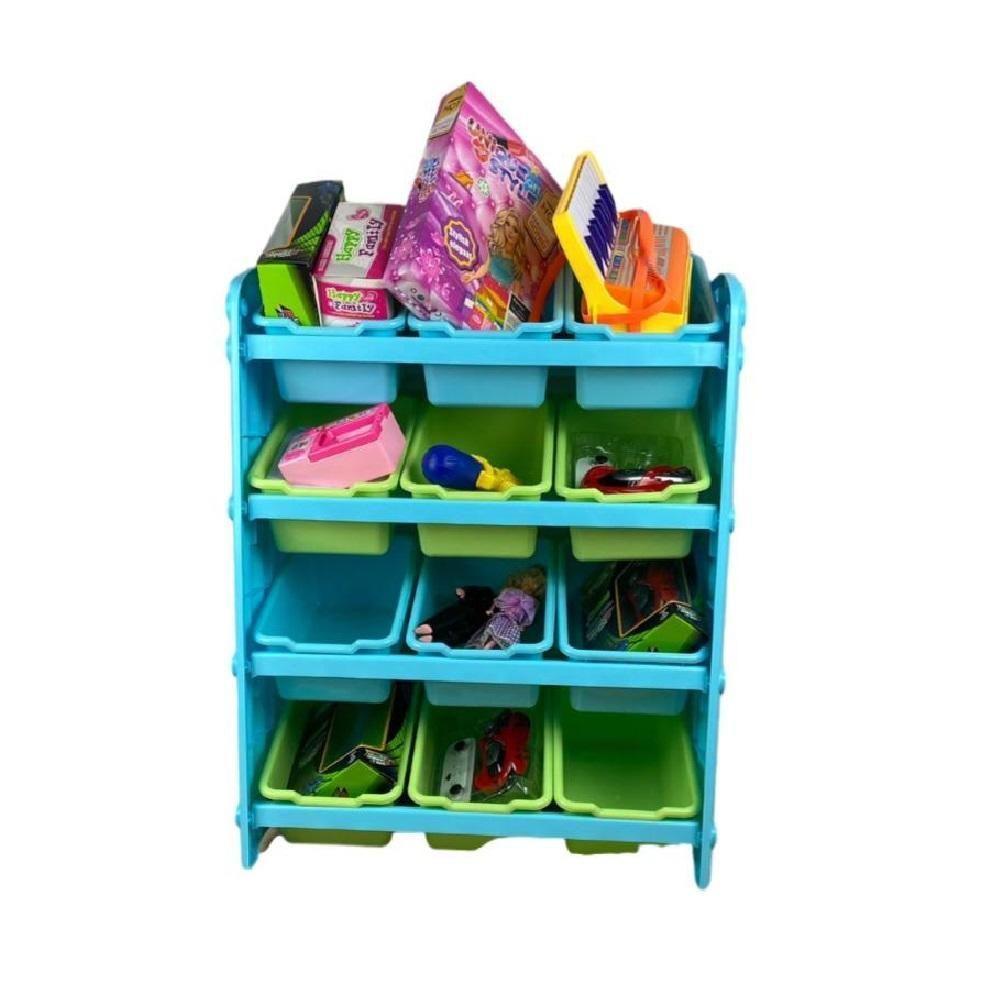 Organizador Brinquedos Estante Colorida Caixas 12 Gavetas Nicho Infantil Armario Bau Quarto Meninos Azul - 2
