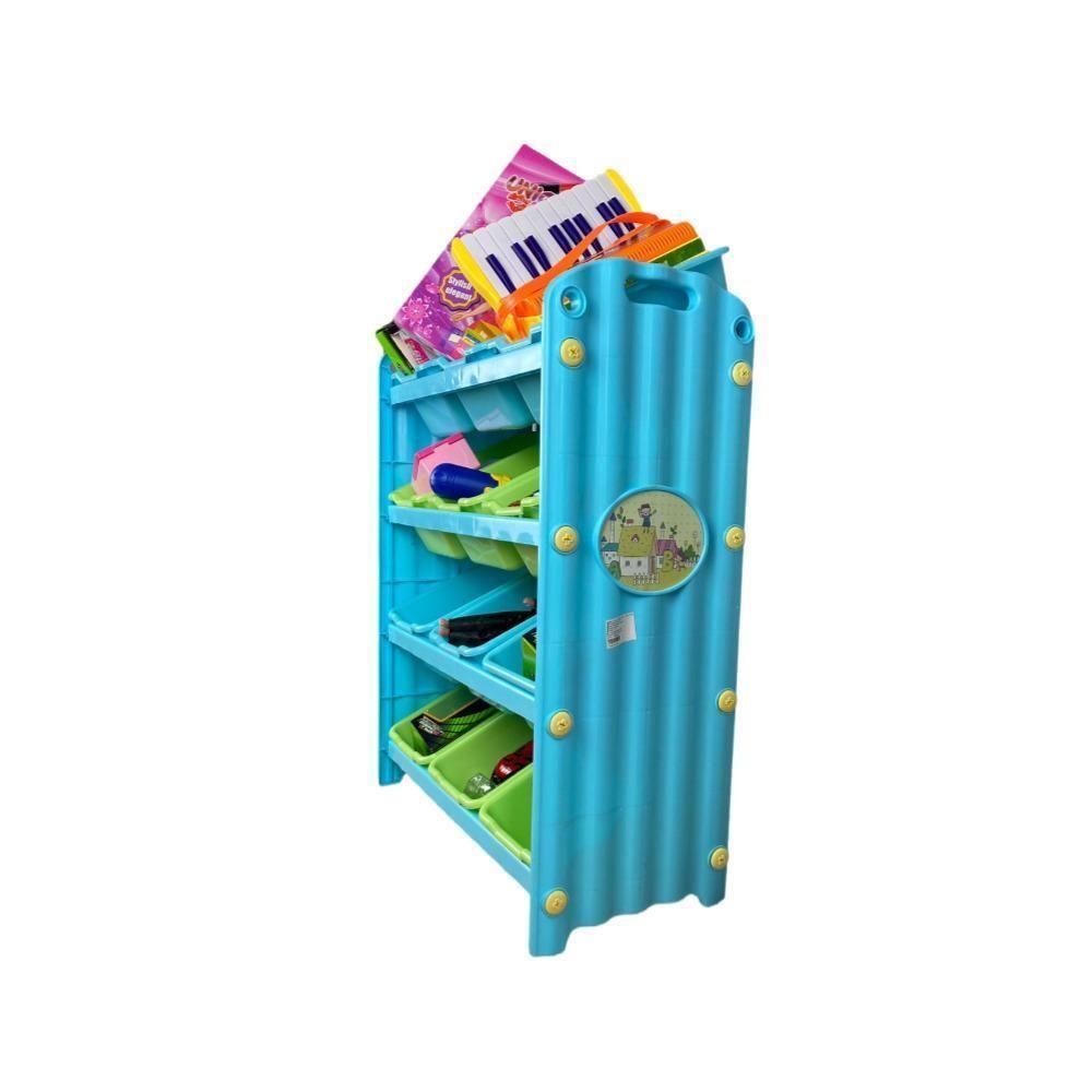 Organizador Brinquedos Estante Colorida Caixas 12 Gavetas Nicho Infantil Armario Bau Quarto Meninos Azul - 3