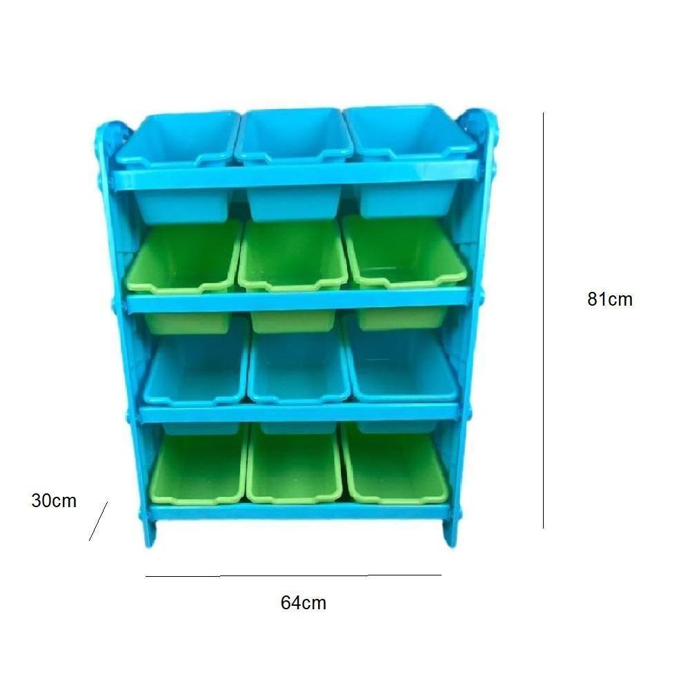 Organizador Brinquedos Estante Colorida Caixas 12 Gavetas Nicho Infantil Armario Bau Quarto Meninos Azul - 4