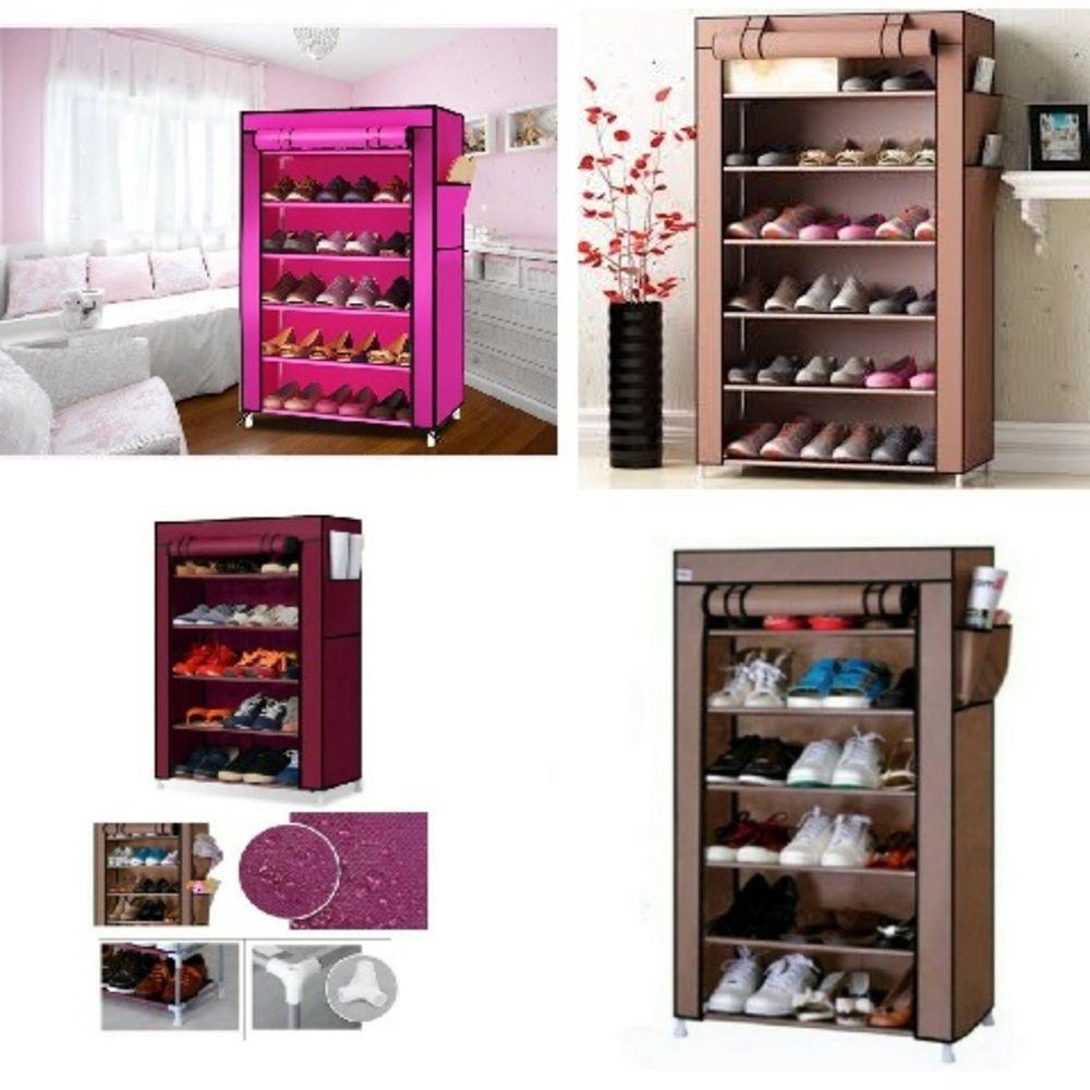 Sapateira Gigante 6 Prateleiras Armario Organizador Guarda Roupa Estante Portatil Desmontavel Tenis Calçados Com Ziper - 1