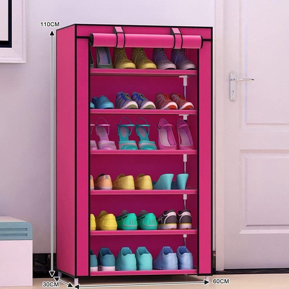 Sapateira Gigante 6 Prateleiras Armario Organizador Guarda Roupa Estante Portatil Desmontavel Tenis Calçados Com Ziper - 6