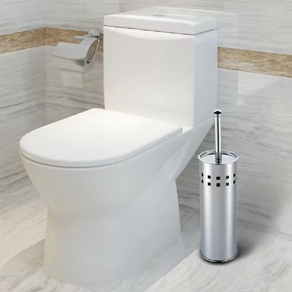 Escova Sanitaria Em Inox Vassourinha Para Banheiro Luxo Com Suporte Aco Limpador De Vaso - 3