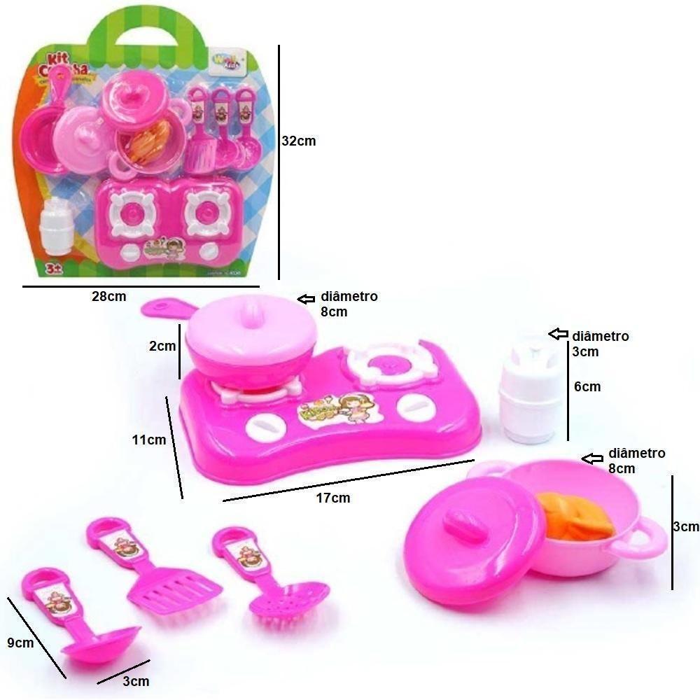 Kit Cozinha Infantil Com Fogao Panela Utensilios Talheres E Acessorios Rosa Meninas - 2