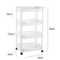 Carrinho Organizador Cozinha Multiuso Manicure Brinquedos 4 Prateleiras Fruteira Quarto Escritorio Varanda Branco - 5