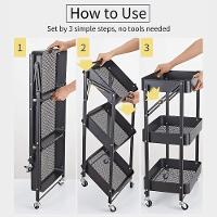 Carrinho Multiuso 3 Cesto Vazado Organizador Dobravel Compacto Em Aço Verde Salao Cabelereiro Adega Com Rodinhas