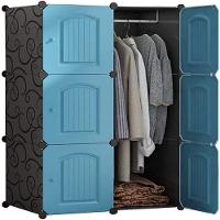 Guarda Roupa Portatil Armario Cabideiro 6 Portas Arara Organizador Modular Azul Luxo - 1