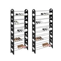 Sapateira 30 Pares 10 Prateleiras Estante Armazenamento Empilhável Suporte Para 60 Tenis Sapatos Organizador Modular