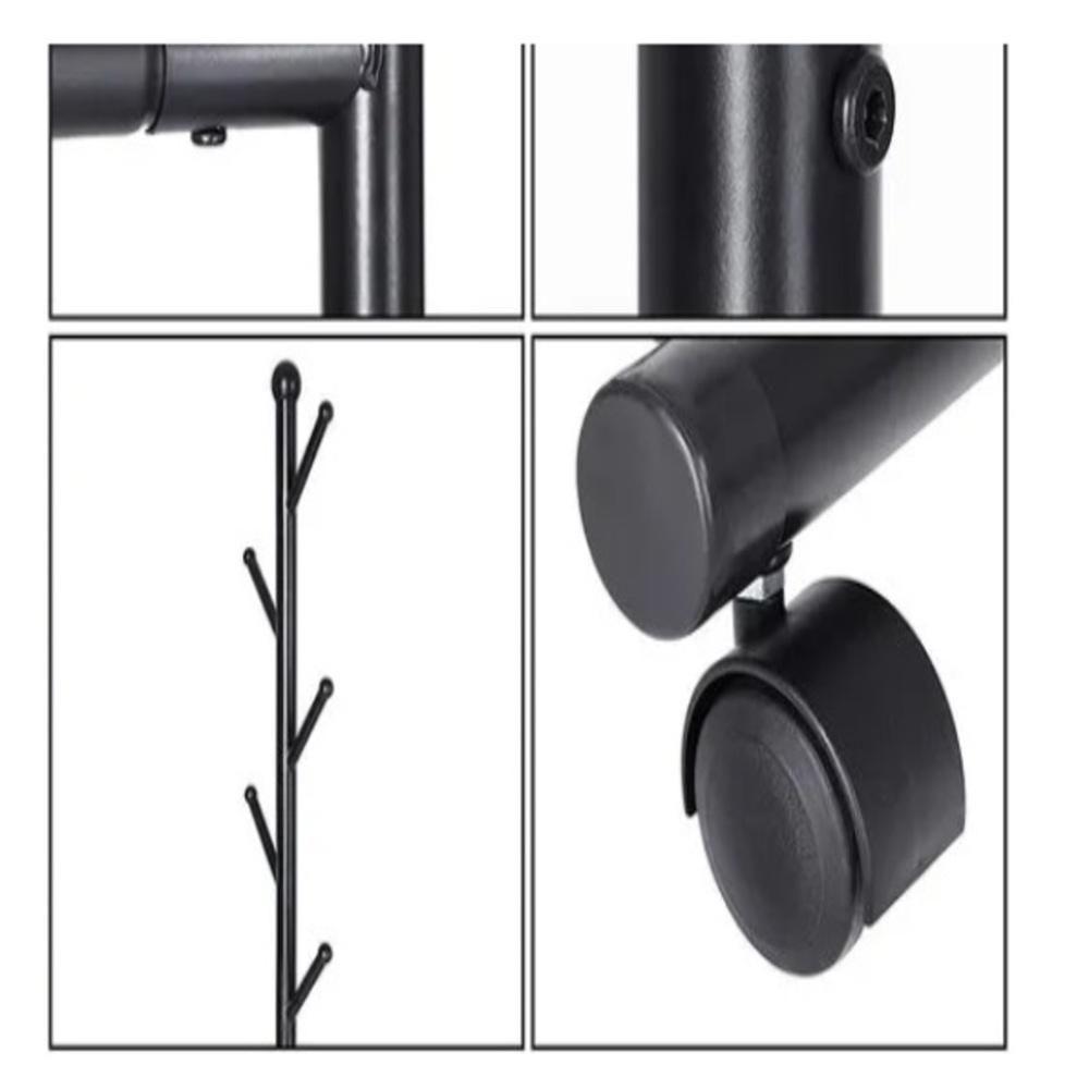 Organizador Guarda Roupa Arara Cabideiro Sapateira Rack 30kg Expositor Ganchos Multiuso Rodinhas - 2