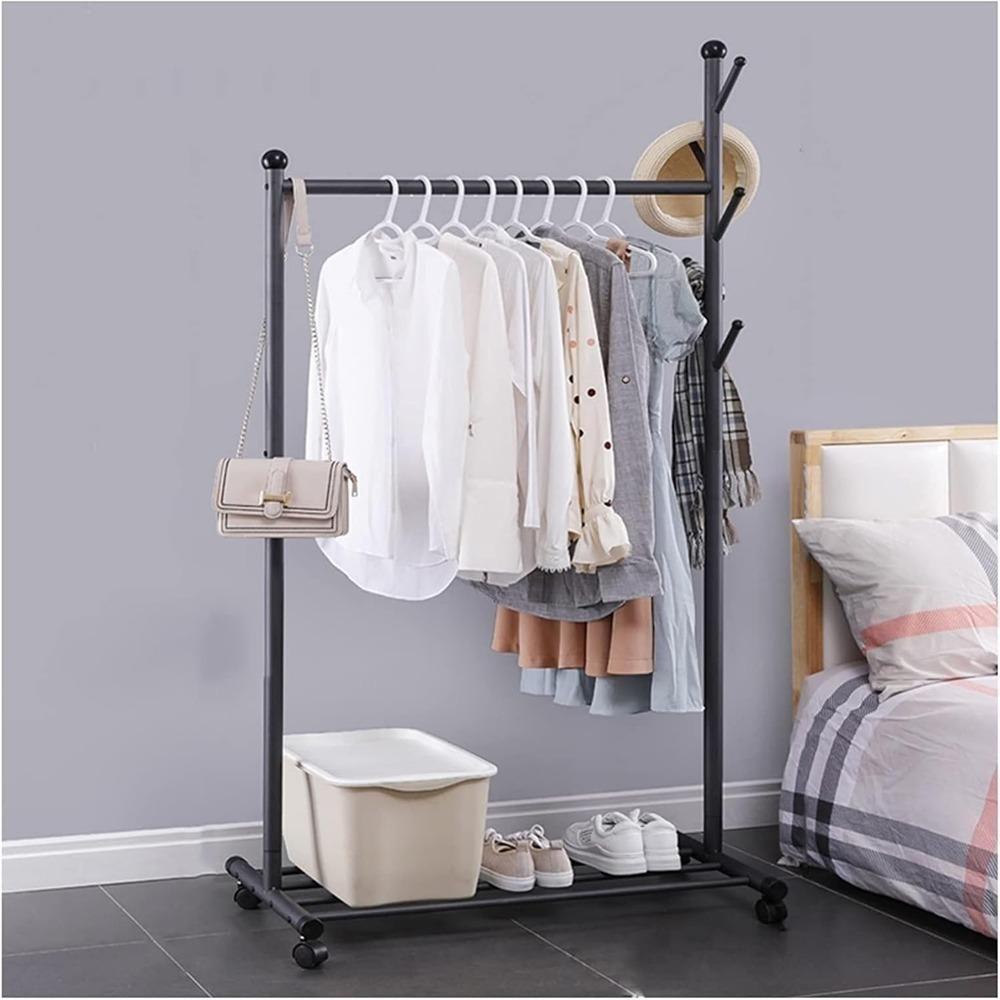 Organizador Guarda Roupa Arara Cabideiro Sapateira Rack 30kg Expositor Ganchos Multiuso Rodinhas - 6