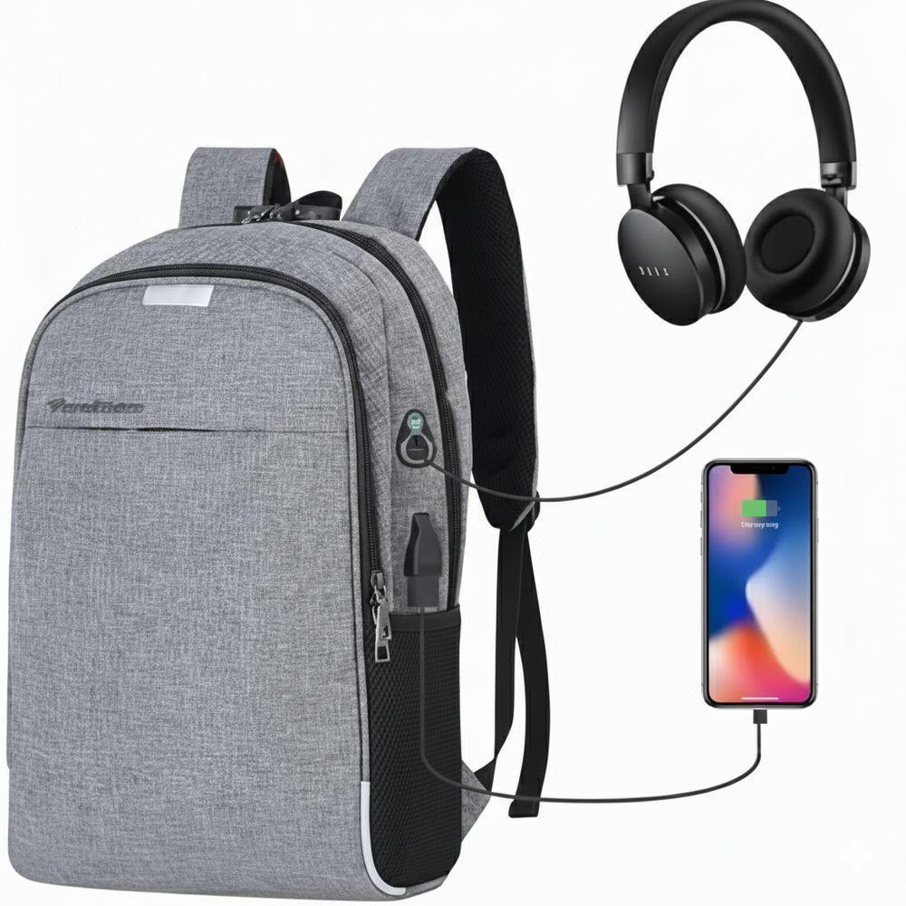 Mochila Executiva Para Notebook Com Entrada Usb Cinza - 3
