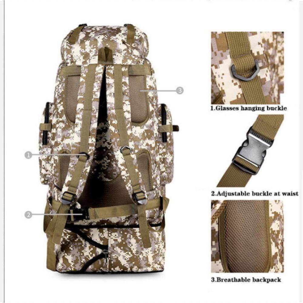 Mochila Militar Camping 100 Litros Camuflada Tatica Gigante Bolsa Impermeavel 100l Reforcada Viagem Trilha Acampamento I - 8