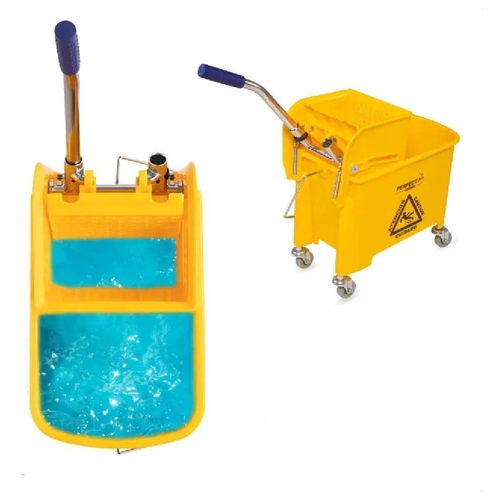 Carrinho Balde Espremedor De Limpeza Mop Profissional Industrial Amarelo - 4