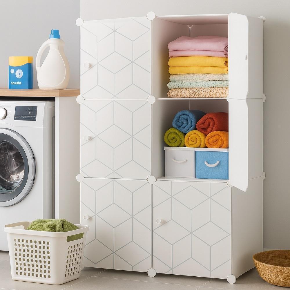 Guarda Roupa Modular 6 Portas Armario Portatil Organizador Brinquedos Lavanderia Estante Sapateira Multiuso Luxo - 4