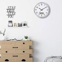 Relogio Parede Completo Calendario Termometro Digital Estilo Aluminio Rose Gold Despertador Escritorio Sala Consultorio - 3