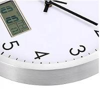 Relogio Parede Completo Calendario Termometro Digital Estilo Aluminio Rose Gold Despertador Escritorio Sala Consultorio