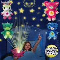 Urso De Pelucia Com Projetor De Estrelas Unicornio Noite Iluminada Musical Luz Noturna Abajur Brinquedo Luminaria Crianç - 2