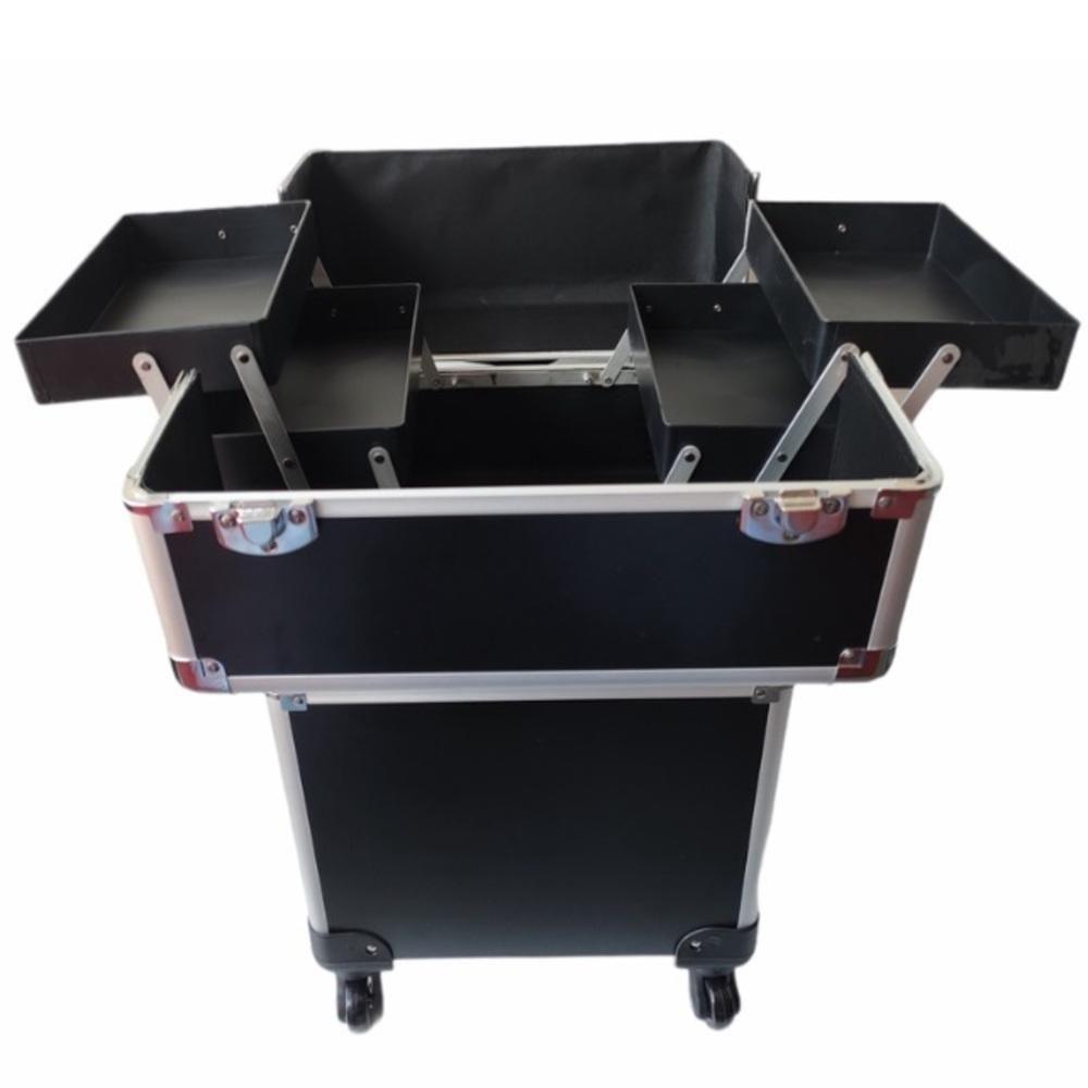Maleta De Maquiagem Profissional Carrinho Grande Manicure Maquiador Em Aluminio Premium - 2