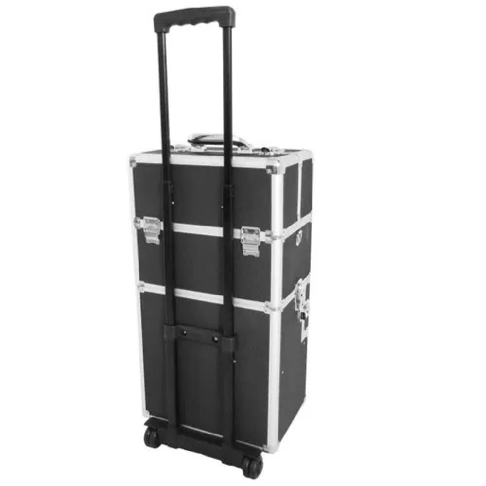 Maleta De Maquiagem Profissional Carrinho Grande Manicure Maquiador Em Aluminio Premium - 3