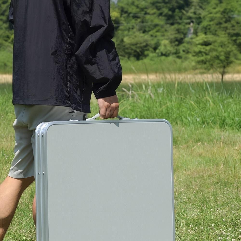 Mesa Dobravel Vira Maleta Mesinha Portatil Aluminio Grande 120x60cm Alca Transporte Praia Camping Pesca Festa Multiuso - 3