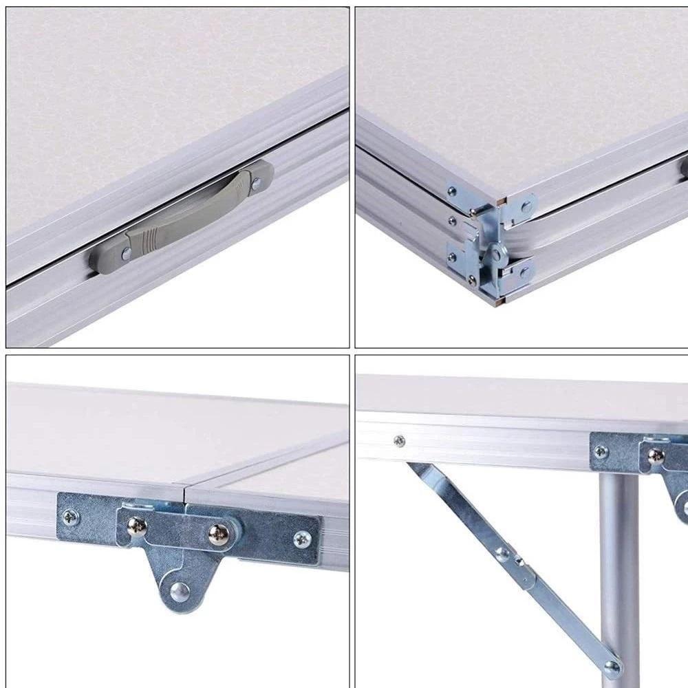 Mesa Dobravel Vira Maleta Mesinha Portatil Aluminio Grande 120x60cm Alca Transporte Praia Camping Pesca Festa Multiuso - 7