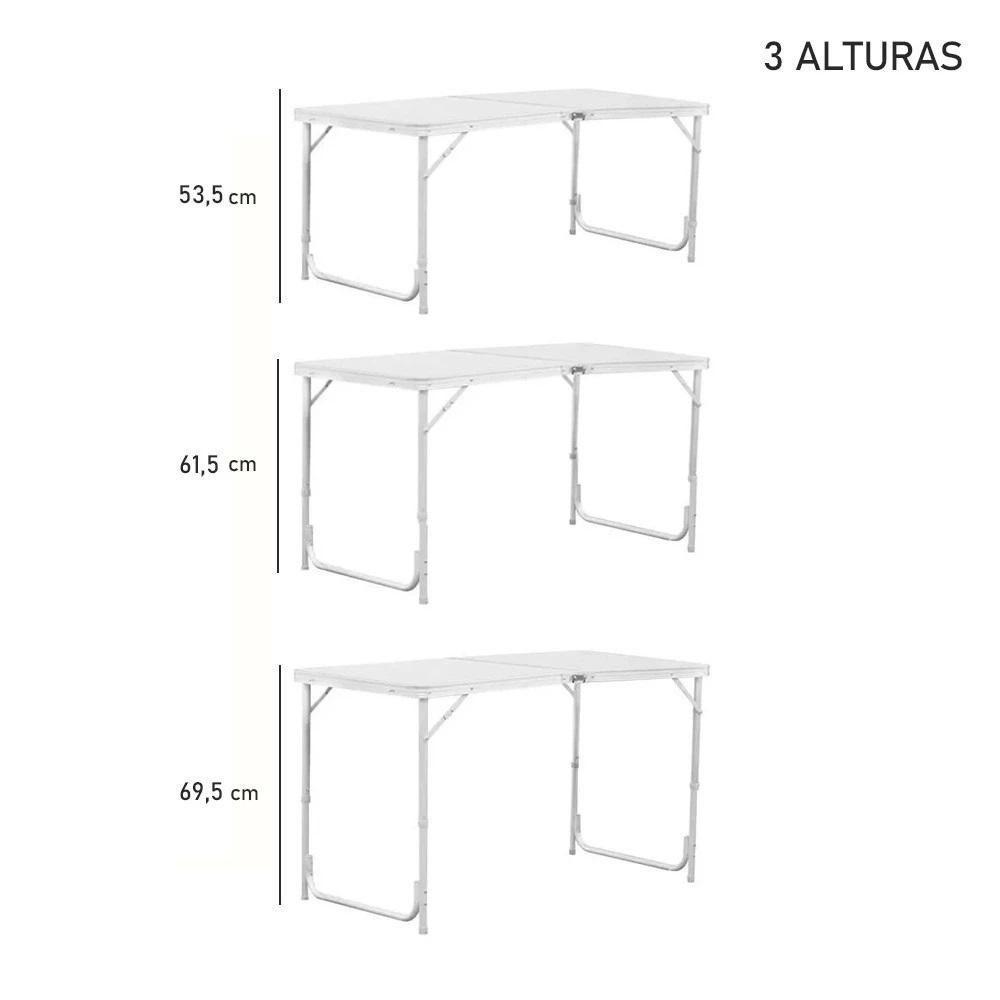 Mesa Dobravel Vira Maleta Mesinha Portatil Aluminio Grande 120x60cm Alca Transporte Praia Camping Pesca Festa Multiuso - 9