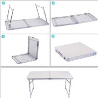 Mesa Dobravel Vira Maleta Mesinha Portatil Aluminio Grande 120x60cm Alca Transporte Praia Camping Pesca Festa Multiuso - 8
