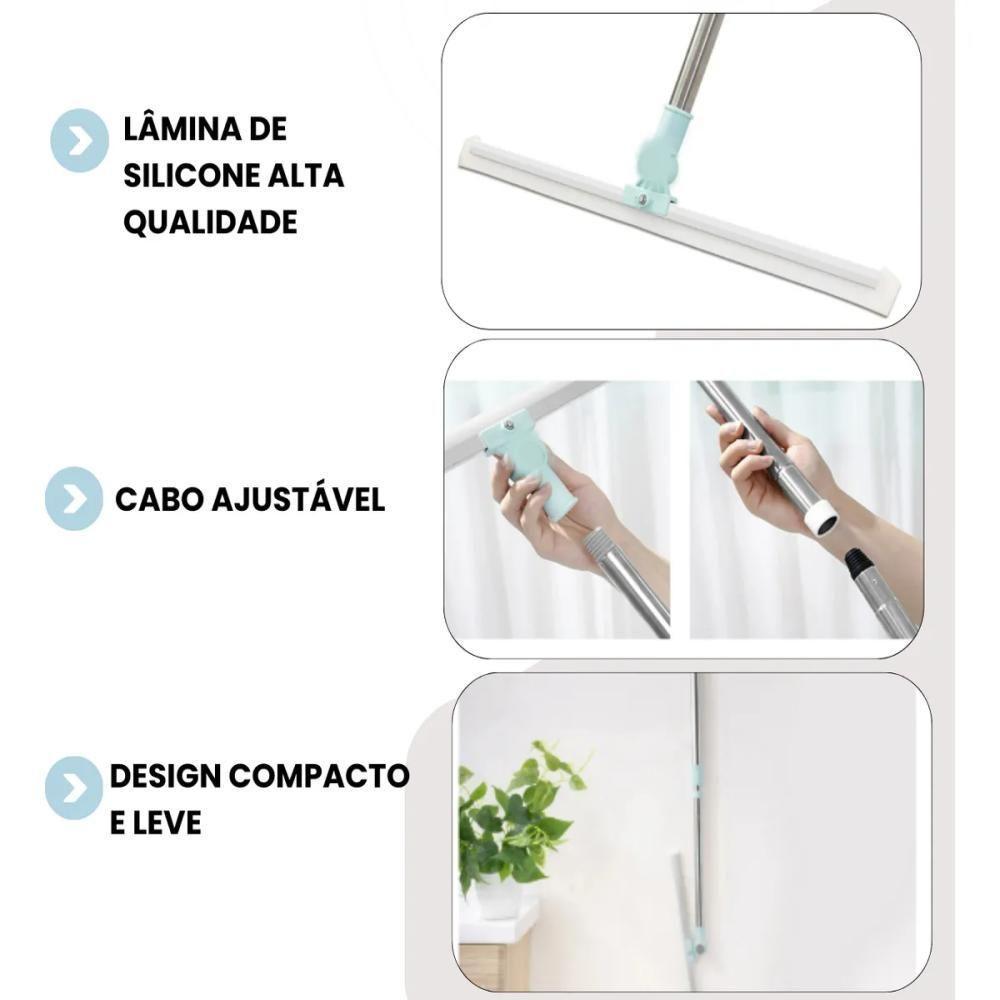 Rodo Silicone Magico Vassoura 2 Em 1 Mop Aluminio Telescopico Limpa Vidros Retratil Esfregao Articulado Carpete - 2