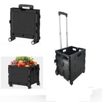Carrinho Compras Dobravel 45kg Transporte Cesto Multiuso Tampa Feira Ferramentas Roda Vira Maleta - 1