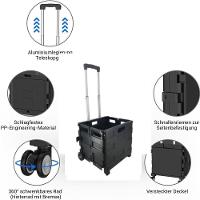 Carrinho Compras Dobravel 45kg Transporte Cesto Multiuso Tampa Feira Ferramentas Roda Vira Maleta - 2