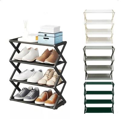 Sapateira Organizadora 4 Prateleiras Estante Multiuso Sapatos 8 Pares Brinquedos Sala Lavanderia Quarto Cor:preto;tamanh