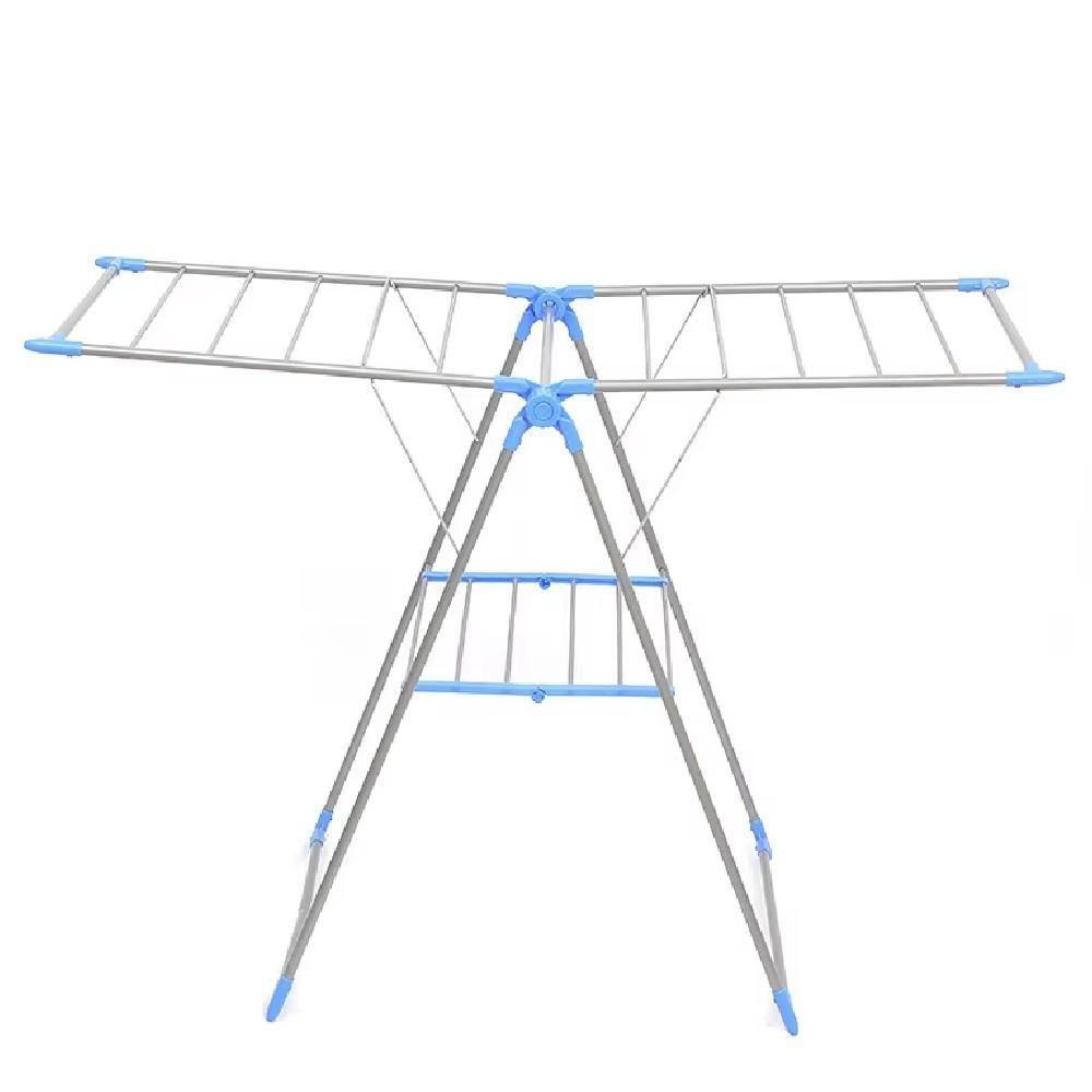 Varal De Chão 2 Andares Dobravel Compacto Portatil Multiuso Lavanderia Apartamento Articulado Seca Roupas Sapatos - 1
