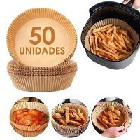 Kit 50 Forma De Papel Air Fryer Forminha Descartavel Fritadeira Eletrica Antiaderente Redonda 20cm Alimentos - 1